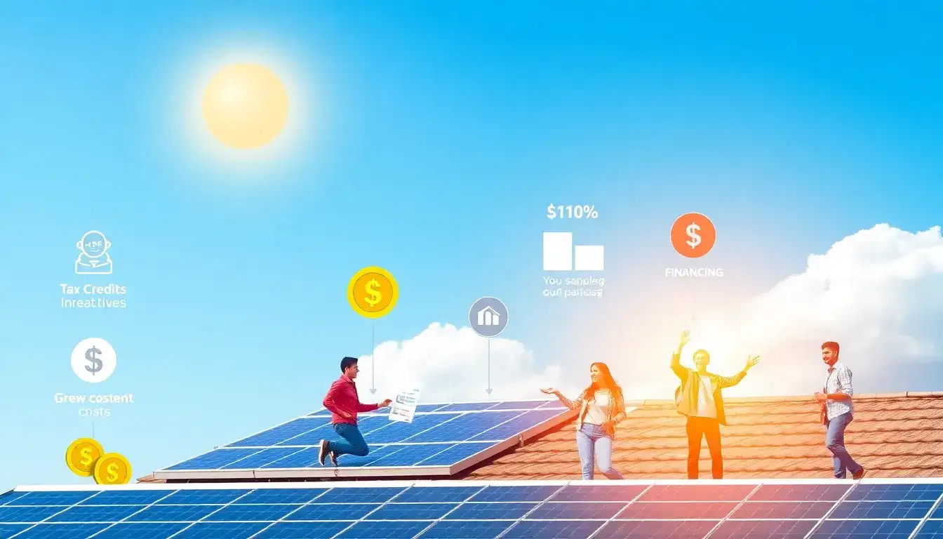 What role do financial incentives play in reducing the upfront cost of solar panels