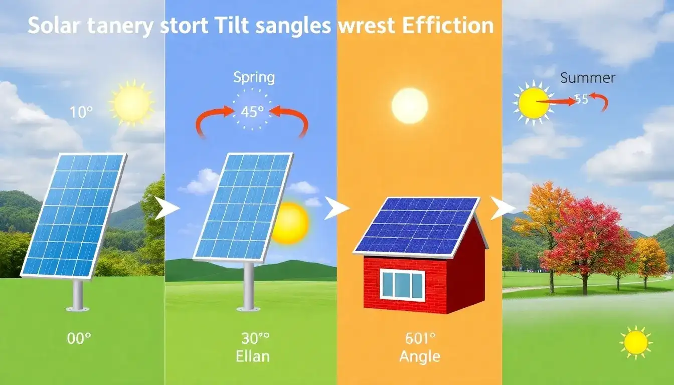 How does the tilt angle affect solar panel efficiency in different seasons