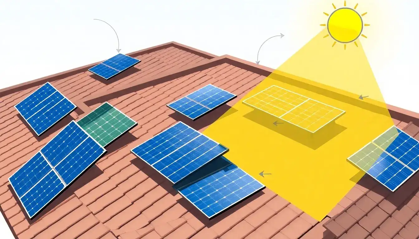 How does shading from adjacent panels impact overall solar panel efficiency