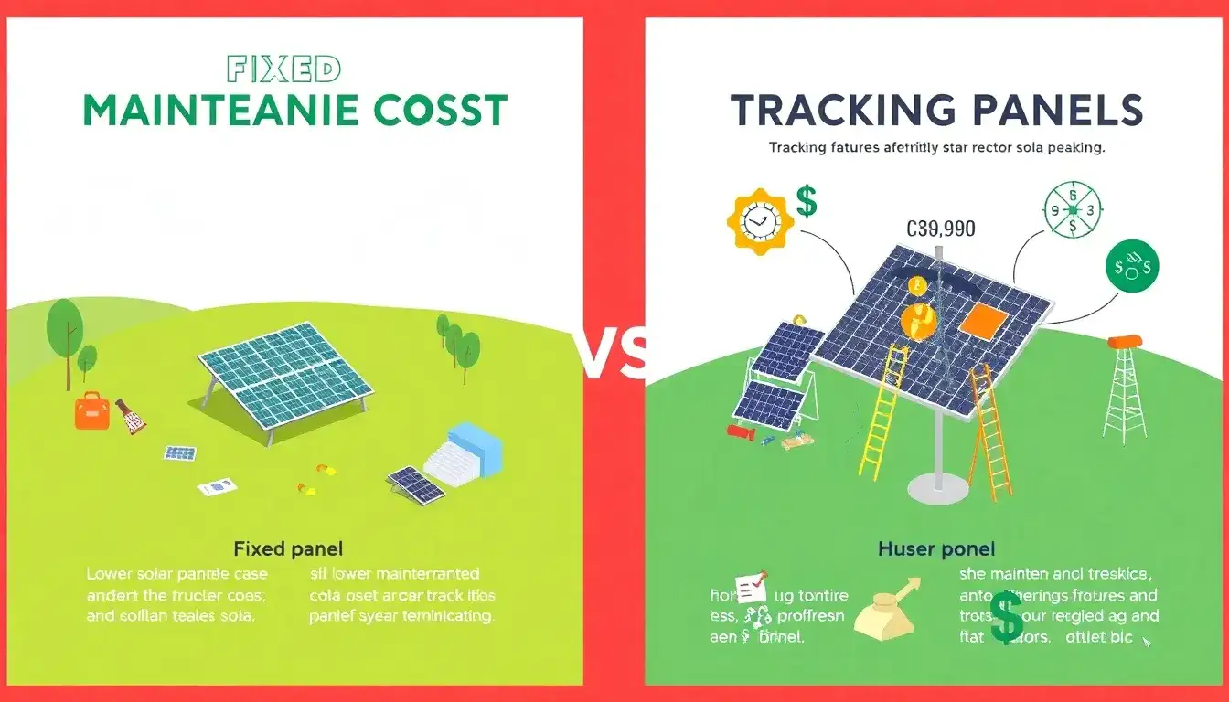 How do maintenance costs compare between fixed and tracking solar panels