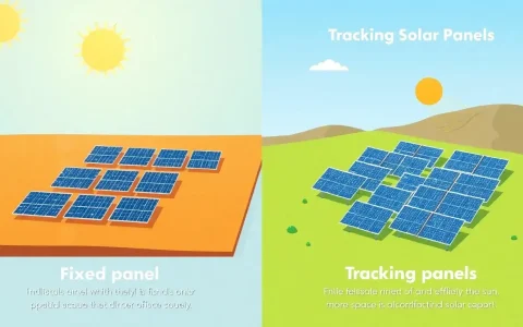 How does the space requirement differ between fixed and tracking solar panels