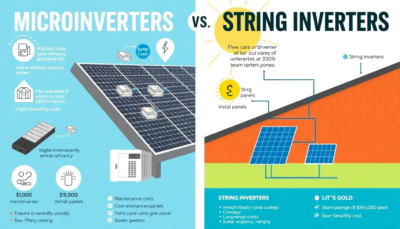 What are the main cost differences between microinverters and string inverters