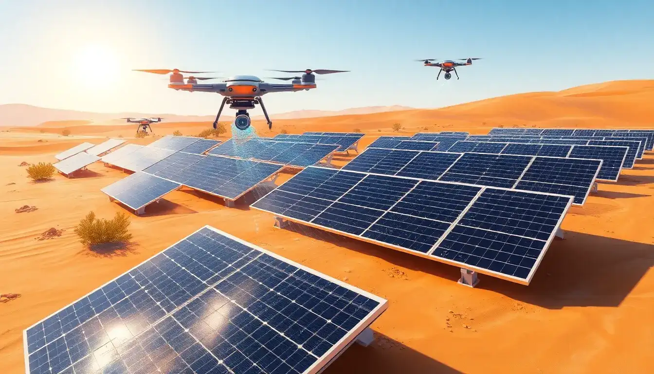 What are the most effective methods for cleaning solar panels in dusty areas