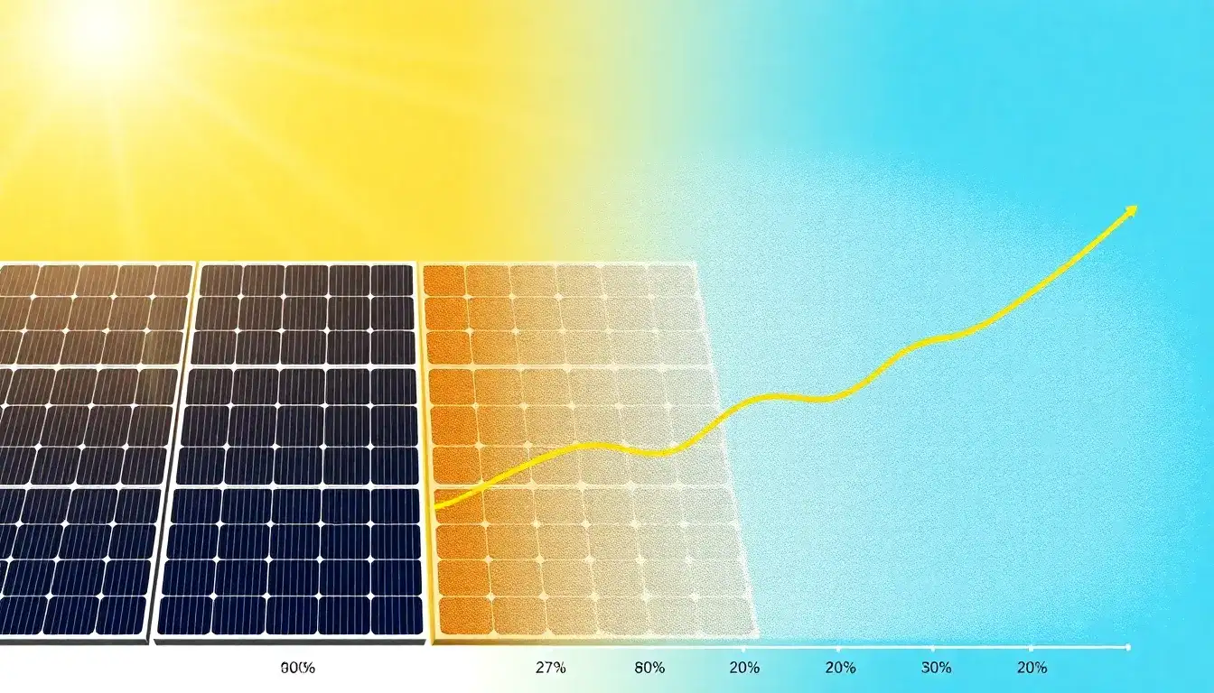 How does the efficiency of solar panels change over time due to dust accumulation