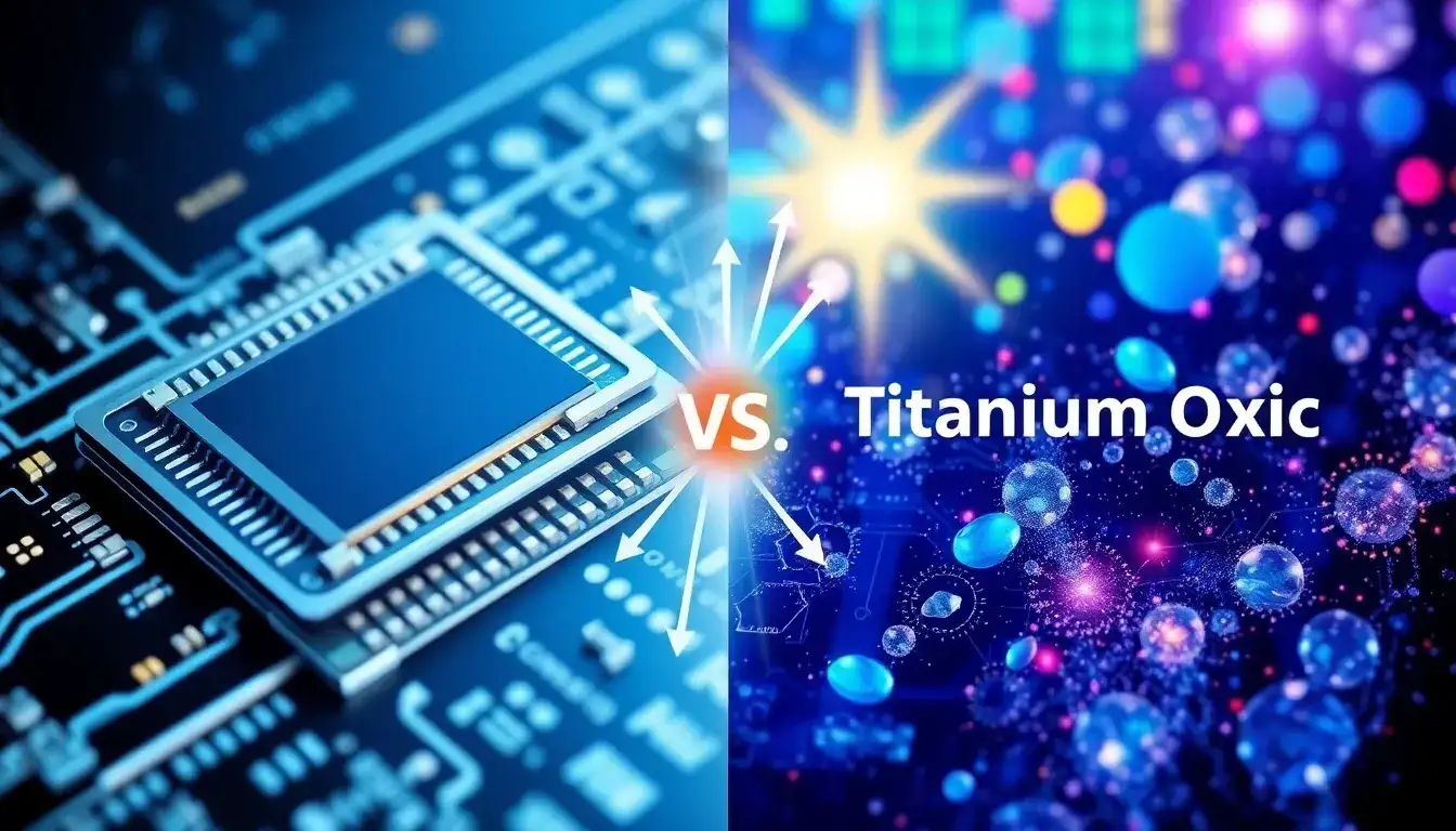 How do silicon nitride and titanium oxide compare in terms of efficiency