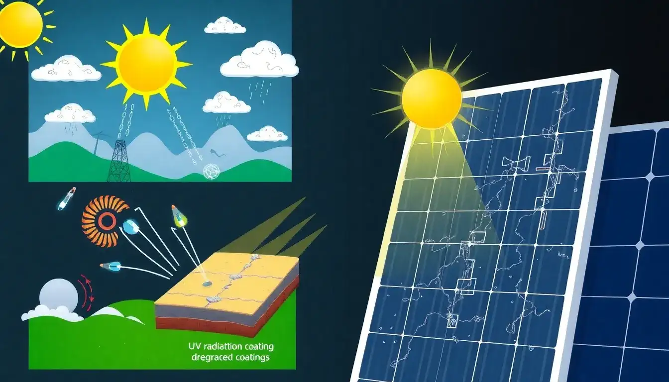 What are the main factors that contribute to the degradation of anti-reflective coatings on solar panels