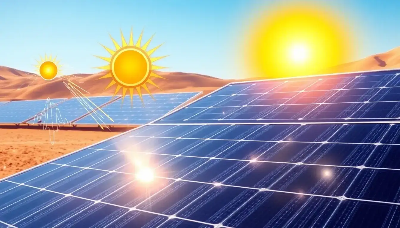 How do anti-reflective coatings impact the energy output of solar panels in high-temperature regions