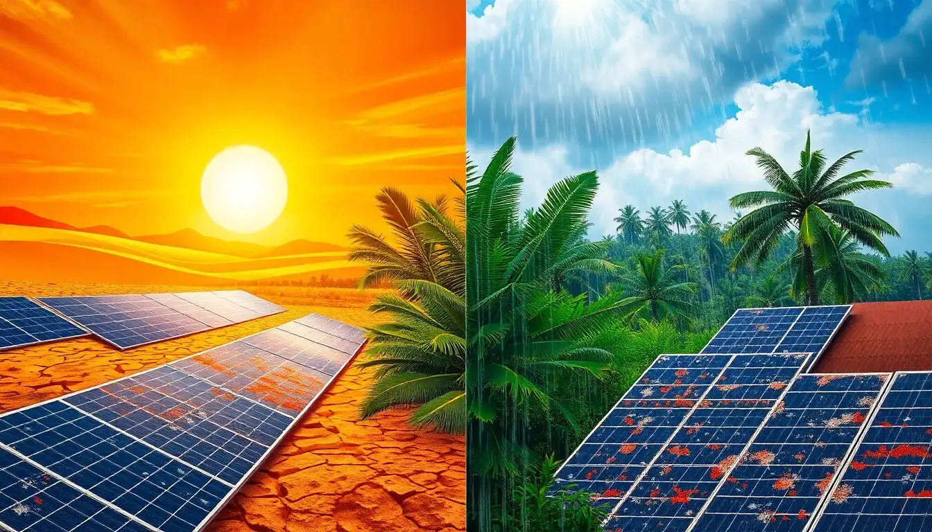 How do different climates affect solar panel degradation