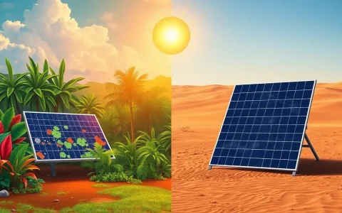 How does the degradation rate of solar panels differ between hot and humid climates versus desert climates