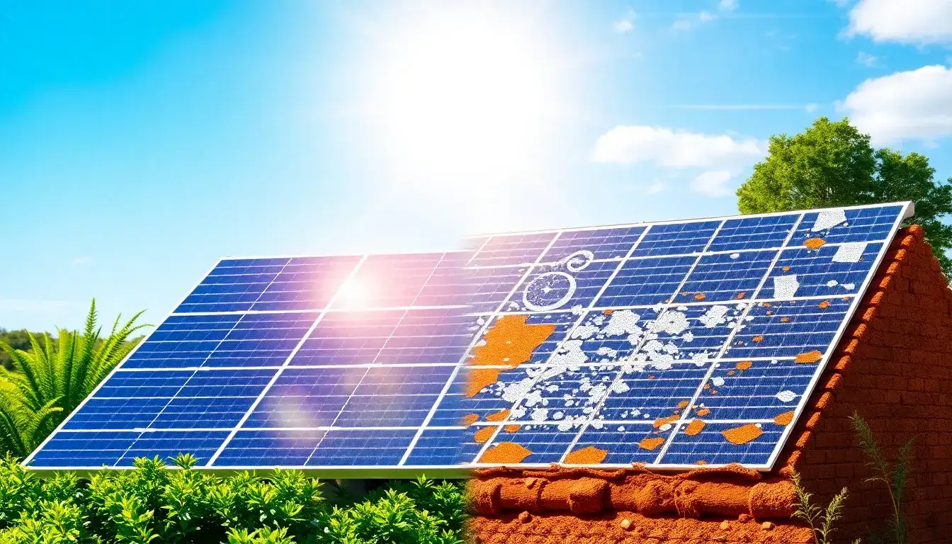 How does the initial quality of solar panels impact their long-term degradation rate