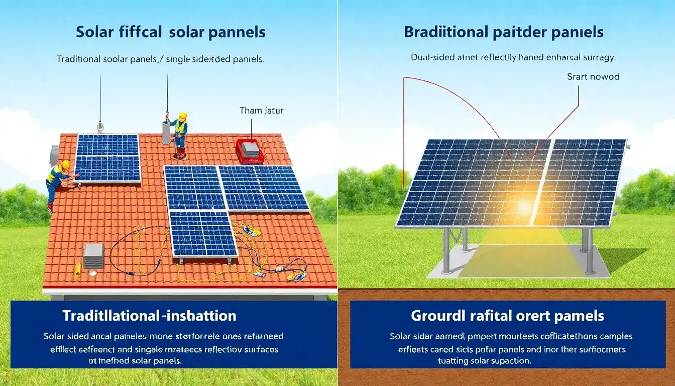 How does the installation process of bifacial solar panels differ from that of traditional solar panels