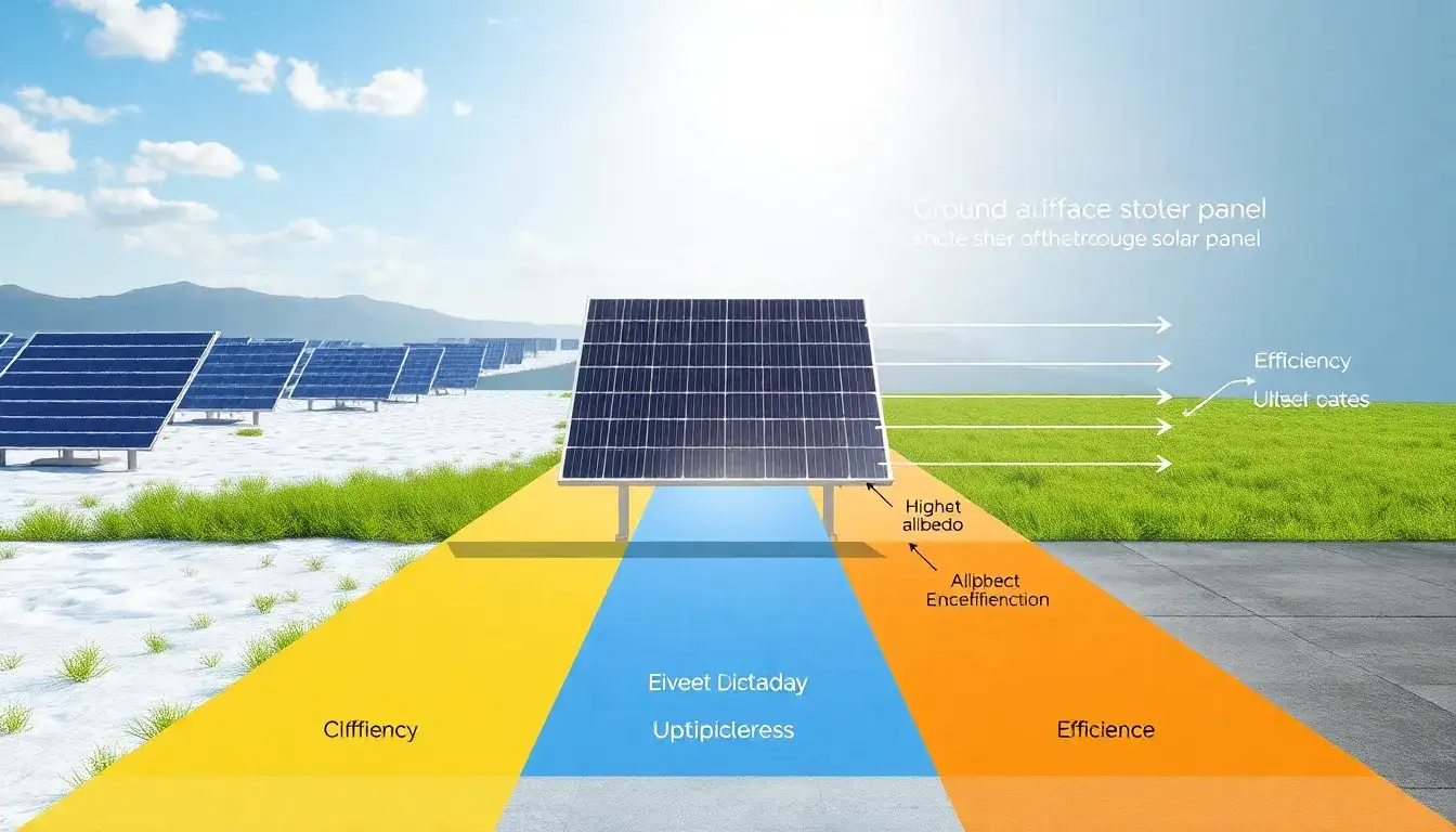How does ground surface albedo specifically impact bifacial solar panel efficiency
