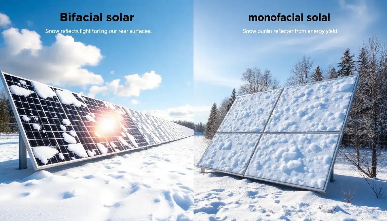 How does snow affect the energy yield of bifacial solar panels compared to monofacial ones
