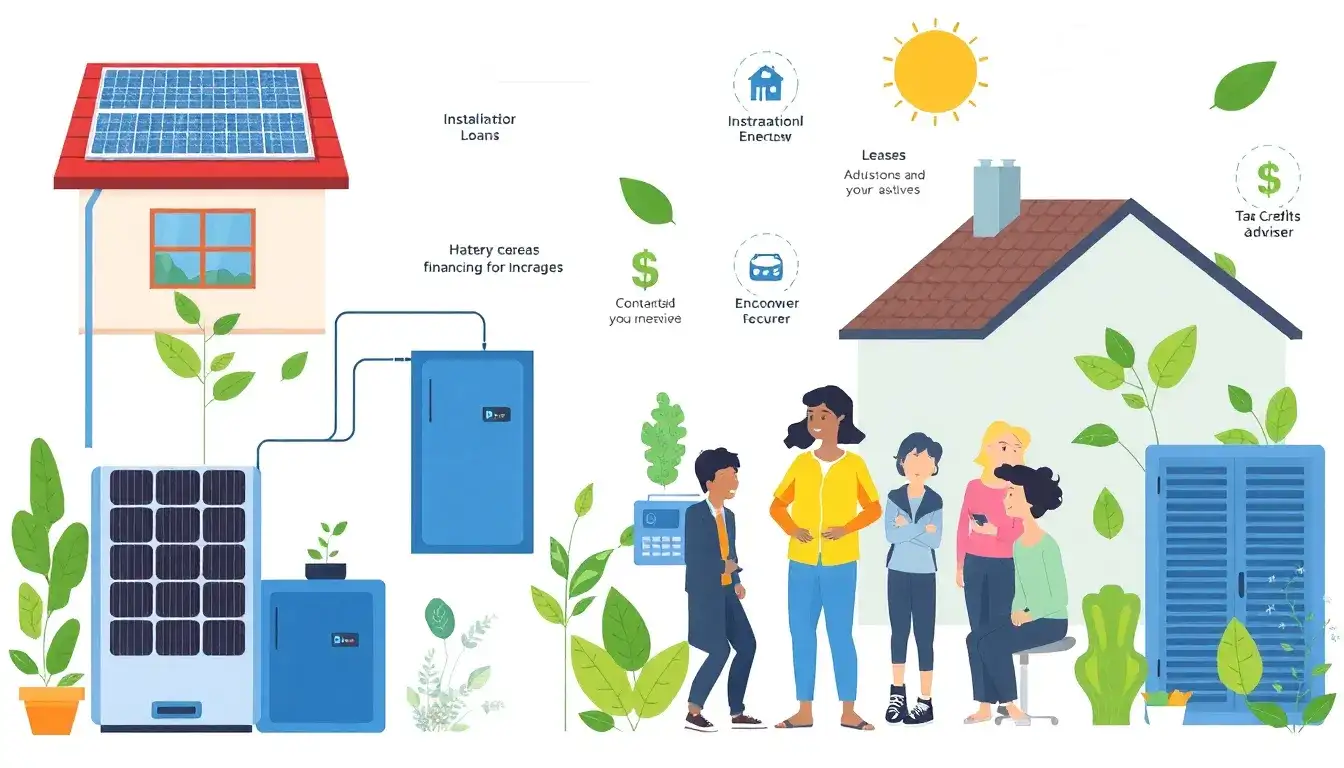 What are the most common financing options for residential energy storage systems