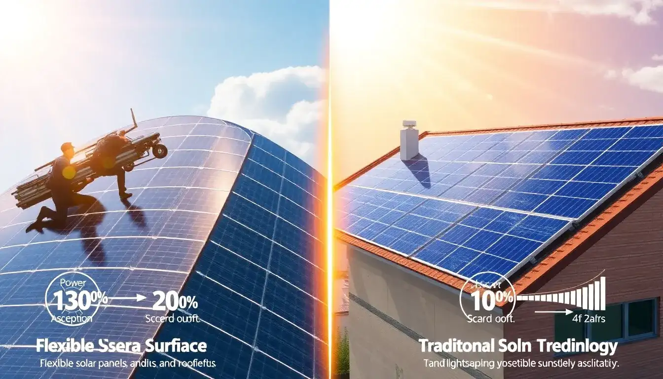 How do flexible solar panels compare to traditional solar panels in terms of efficiency
