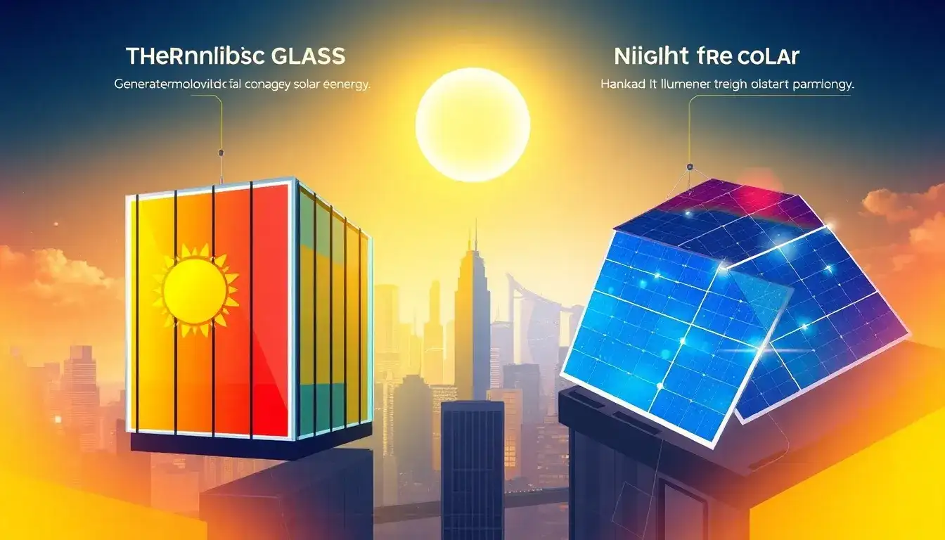 How do thermochromic photovoltaic glass and night solar technologies work