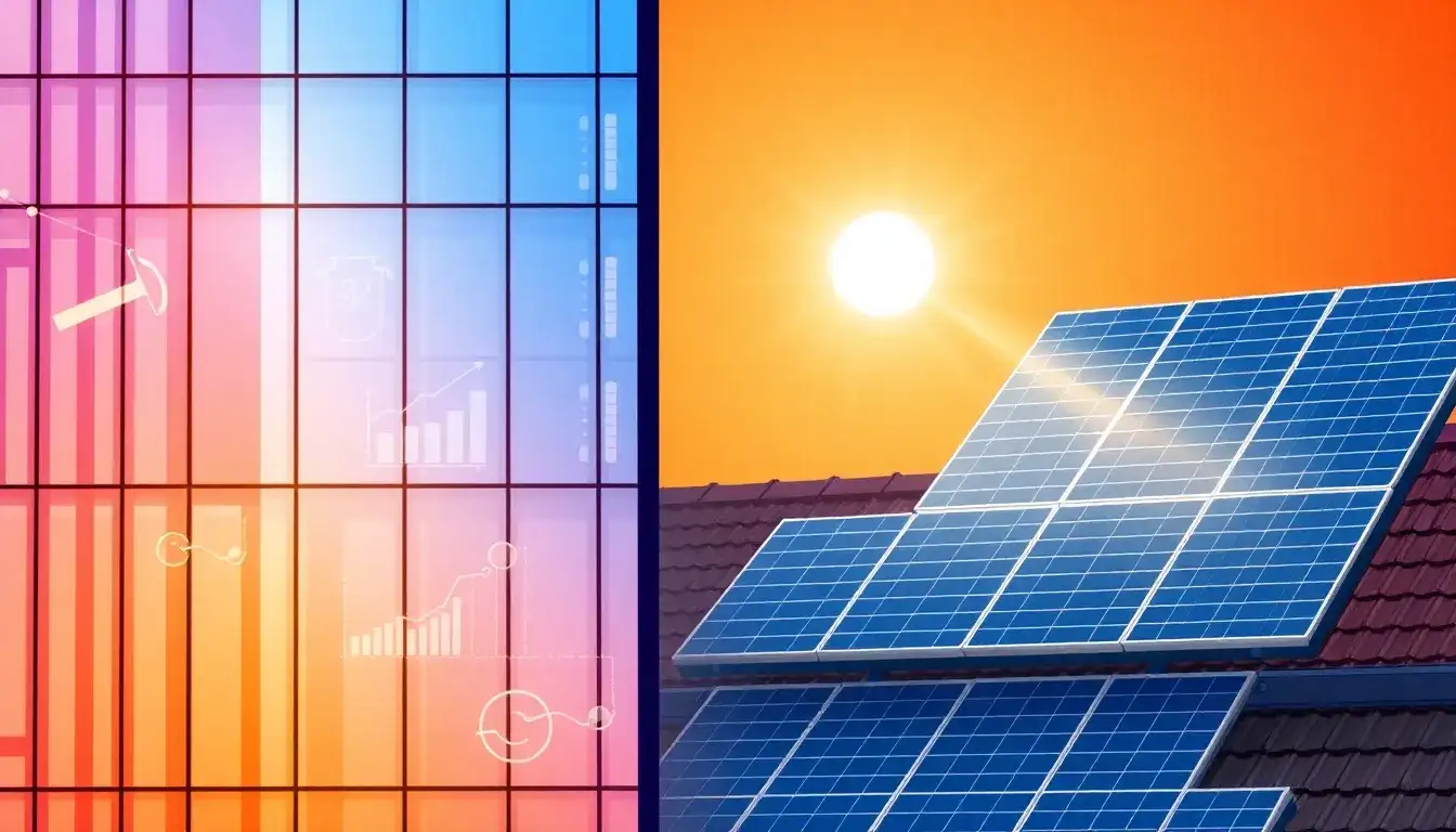How does the efficiency of thermochromic photovoltaic glass compare to traditional solar panels