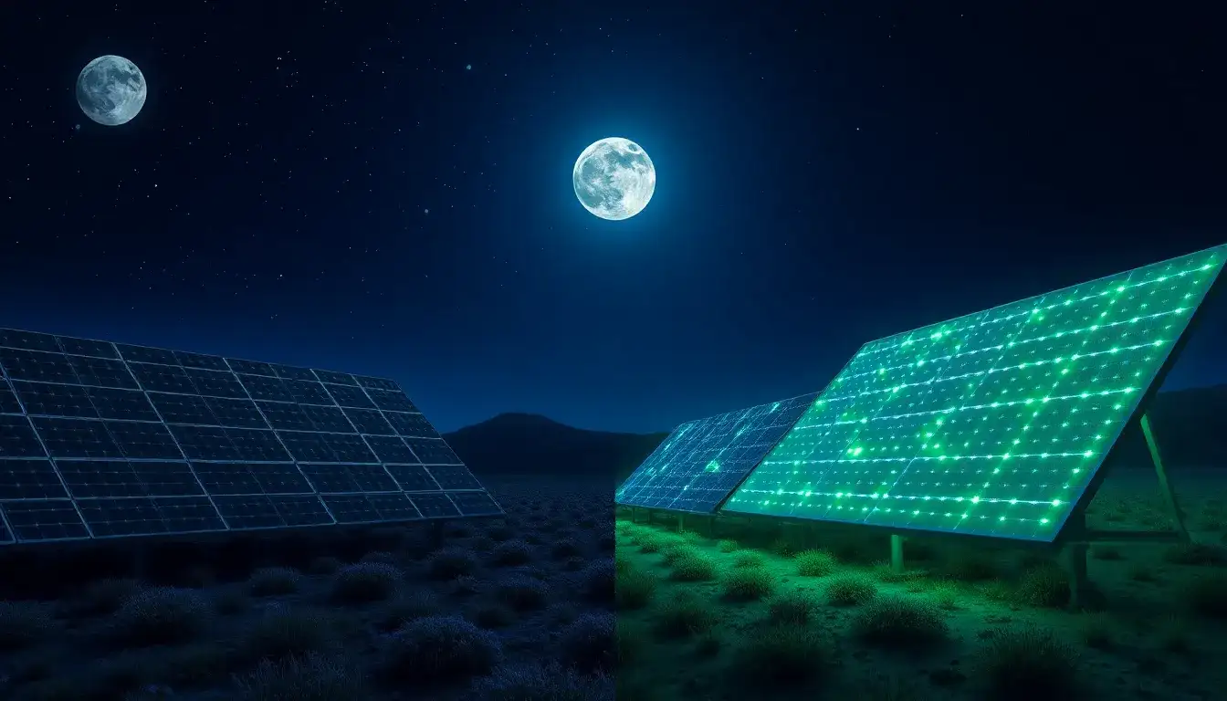 How much more energy can nighttime solar panels generate compared to traditional solar panels