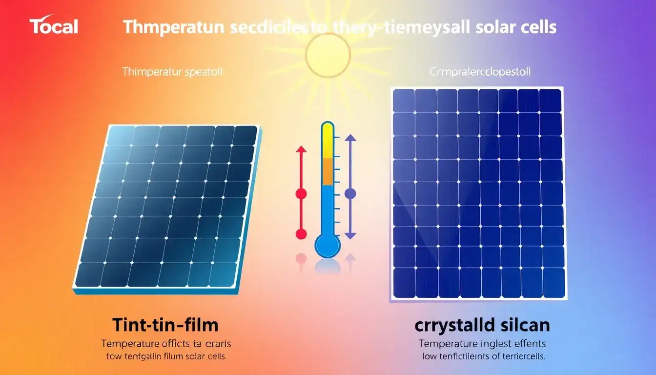 How does the temperature coefficient of thin-film solar panels compare to crystalline silicon panels