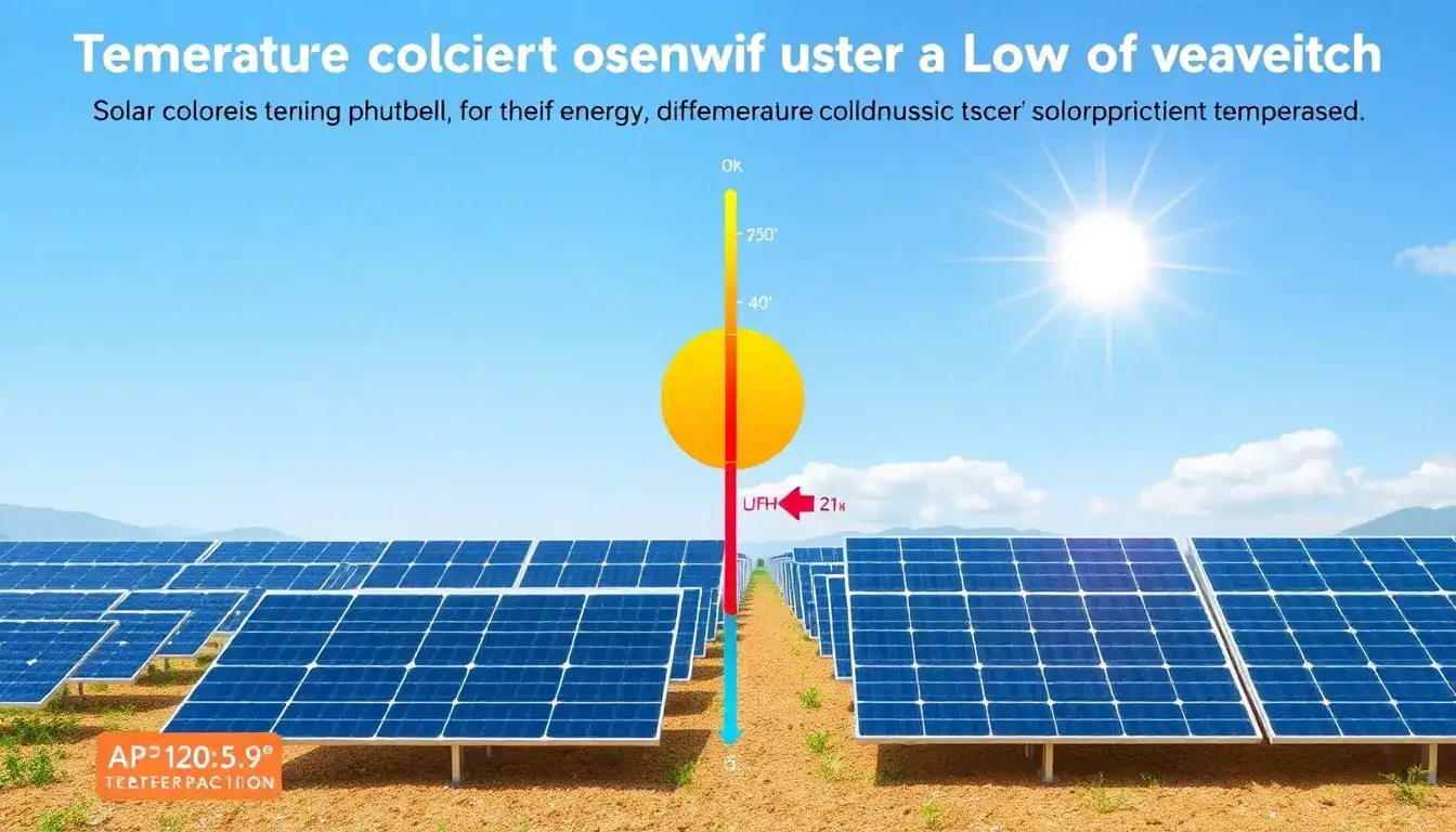 How does the temperature coefficient affect the long-term energy production of solar panels