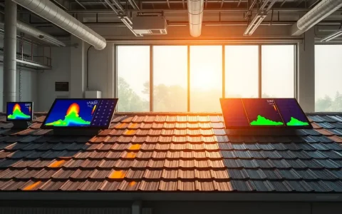 How does the material of the roof impact the temperature coefficient of solar panels