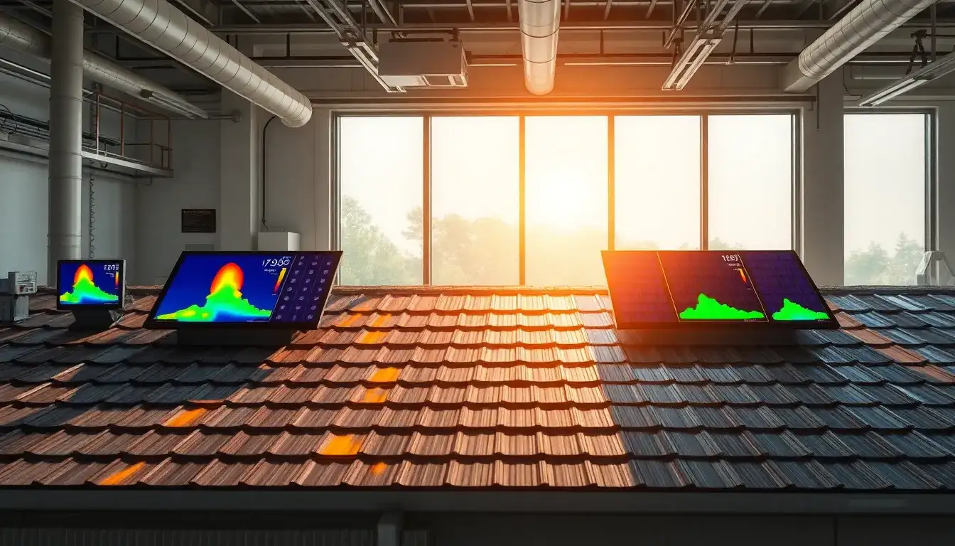 How does the material of the roof impact the temperature coefficient of solar panels
