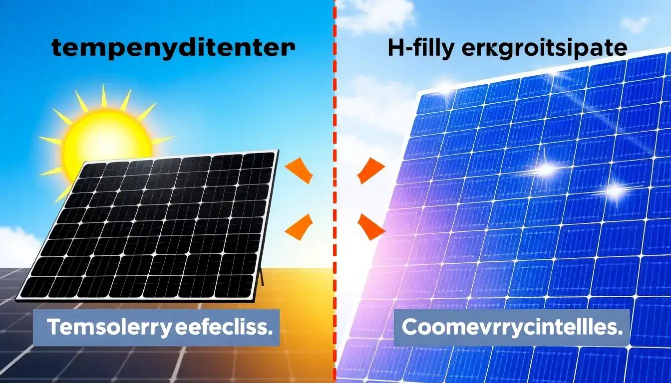 How does the temperature coefficient compare between monocrystalline and polycrystalline solar panels