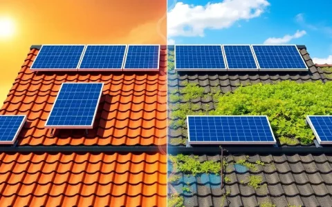 How do different roofing materials impact the temperature coefficient of solar panels