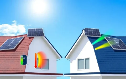 How does the color of the roof impact the temperature of solar panels