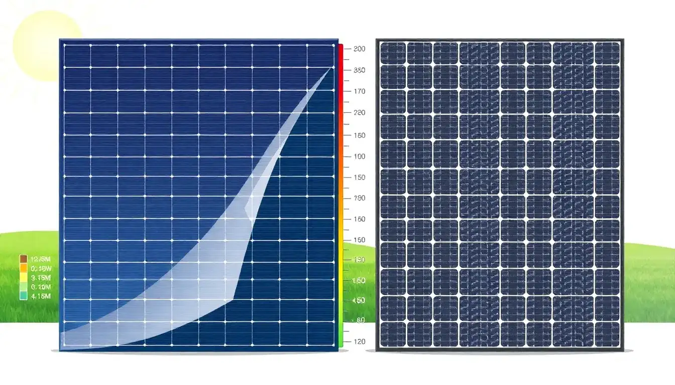 How do thin-film solar panels compare to traditional ones in terms of temperature coefficient
