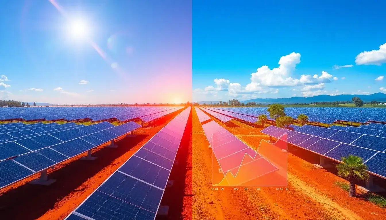 How does the temperature coefficient affect the long-term energy savings of solar panels