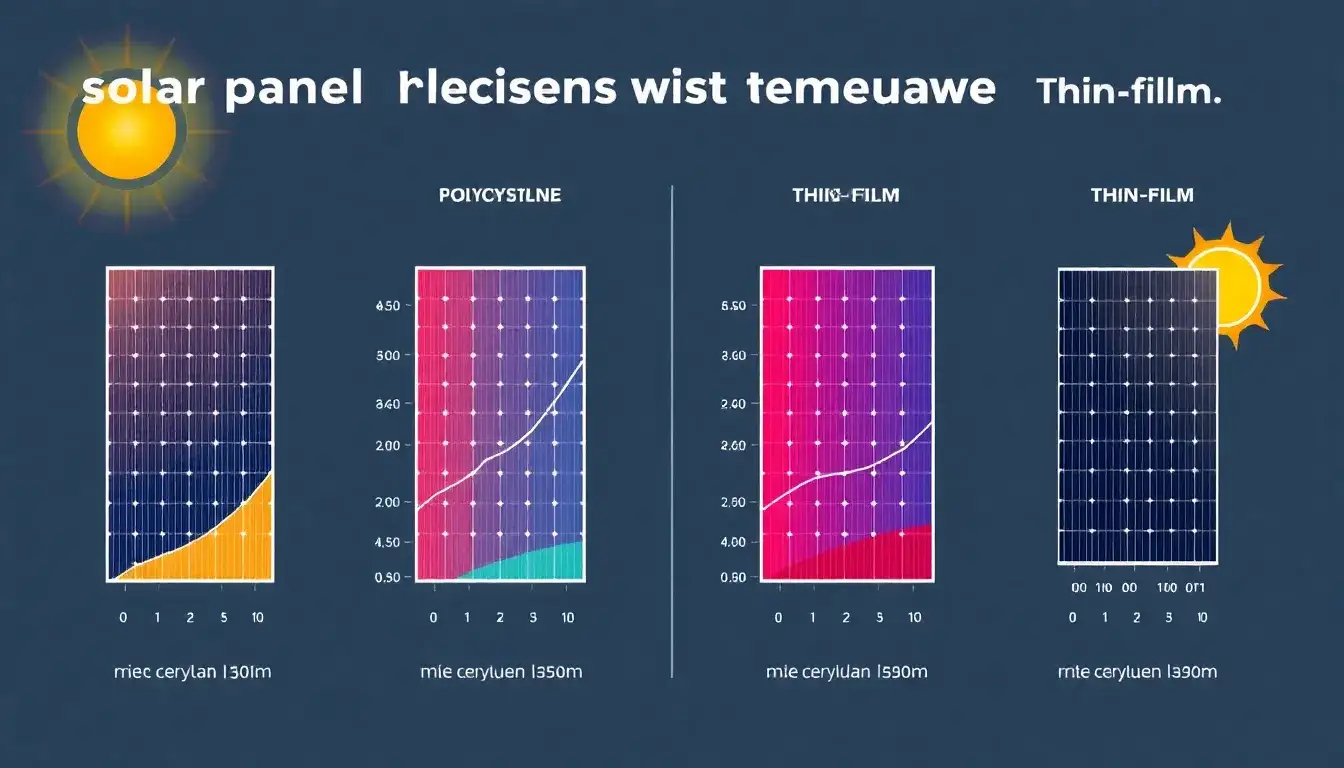 How do different solar panel technologies compare in terms of temperature coefficient