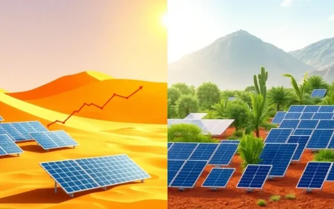 How does the temperature coefficient affect the efficiency of solar panels in different regions