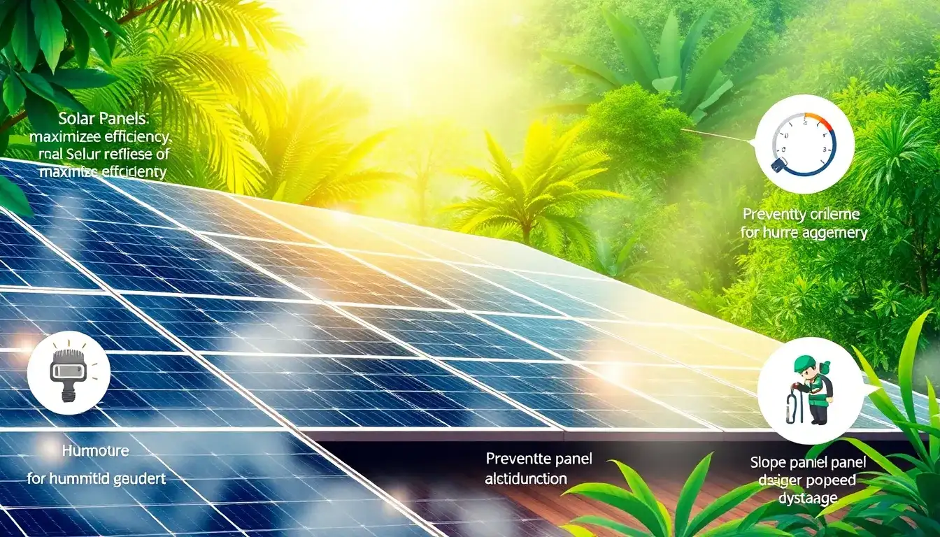 What maintenance tips can help maximize solar panel efficiency in high humidity