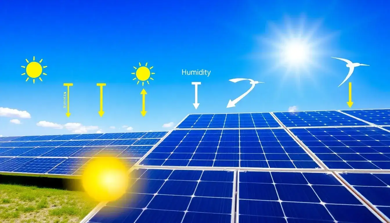 How does humidity compare to other weather factors in terms of impacting solar panel efficiency