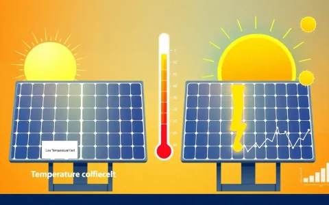 How does the temperature coefficient affect solar panel efficiency