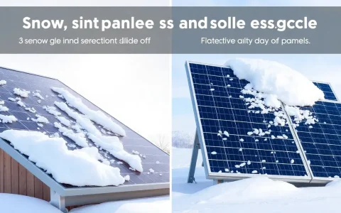 How does the angle of solar panels affect their ability to withstand snow and debris