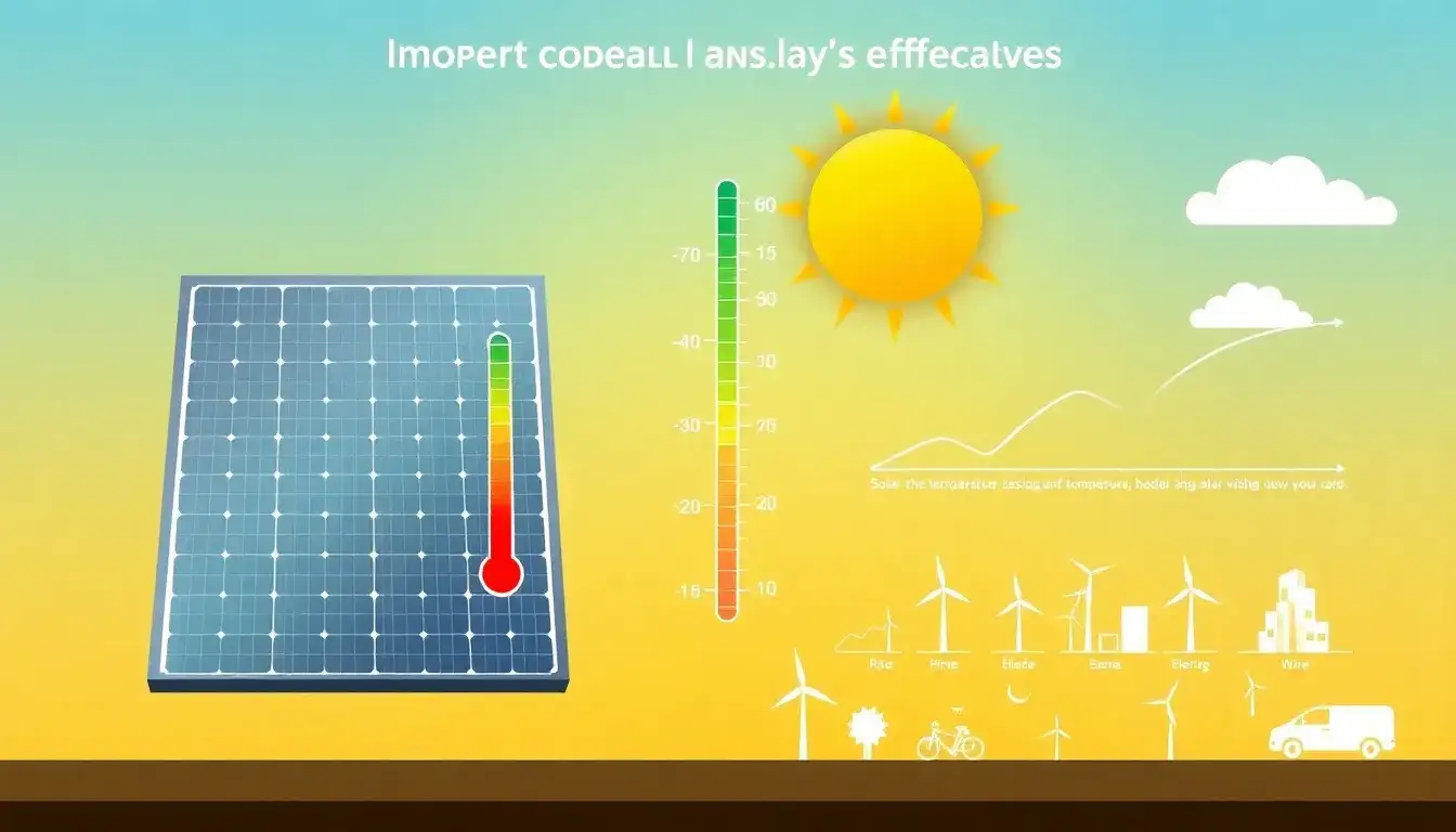 How does the temperature coefficient affect the overall efficiency of solar panels