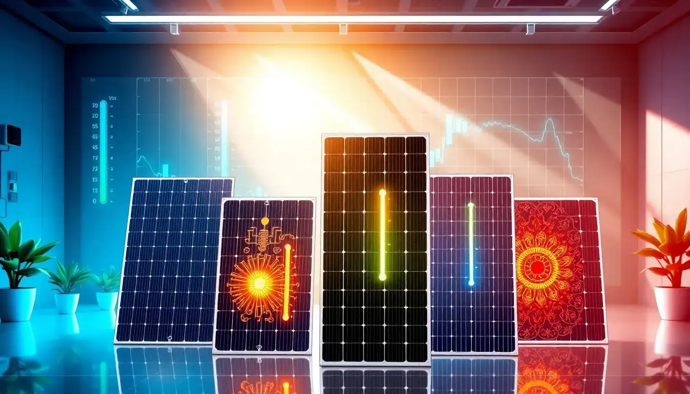 How do different solar panel technologies compare in terms of temperature coefficients