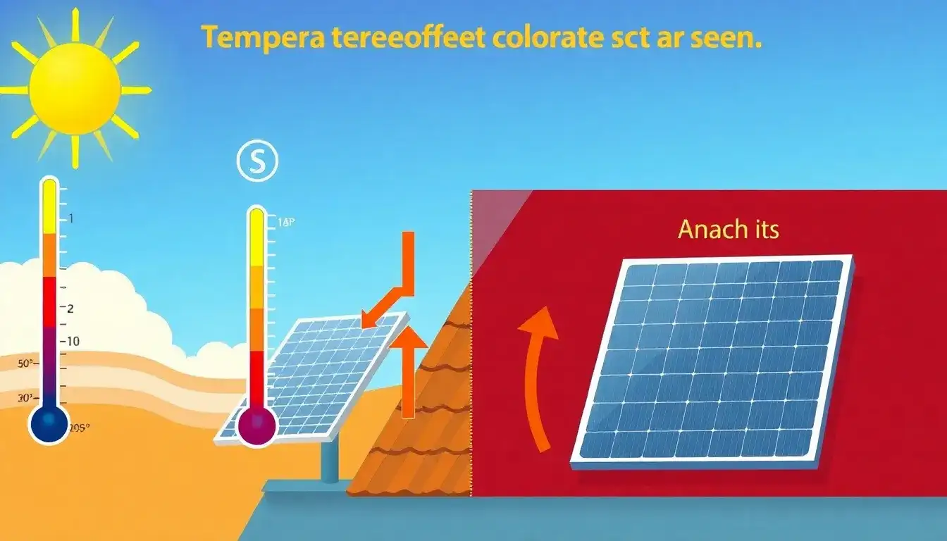 How does the temperature coefficient affect the efficiency of solar panels in hot climates