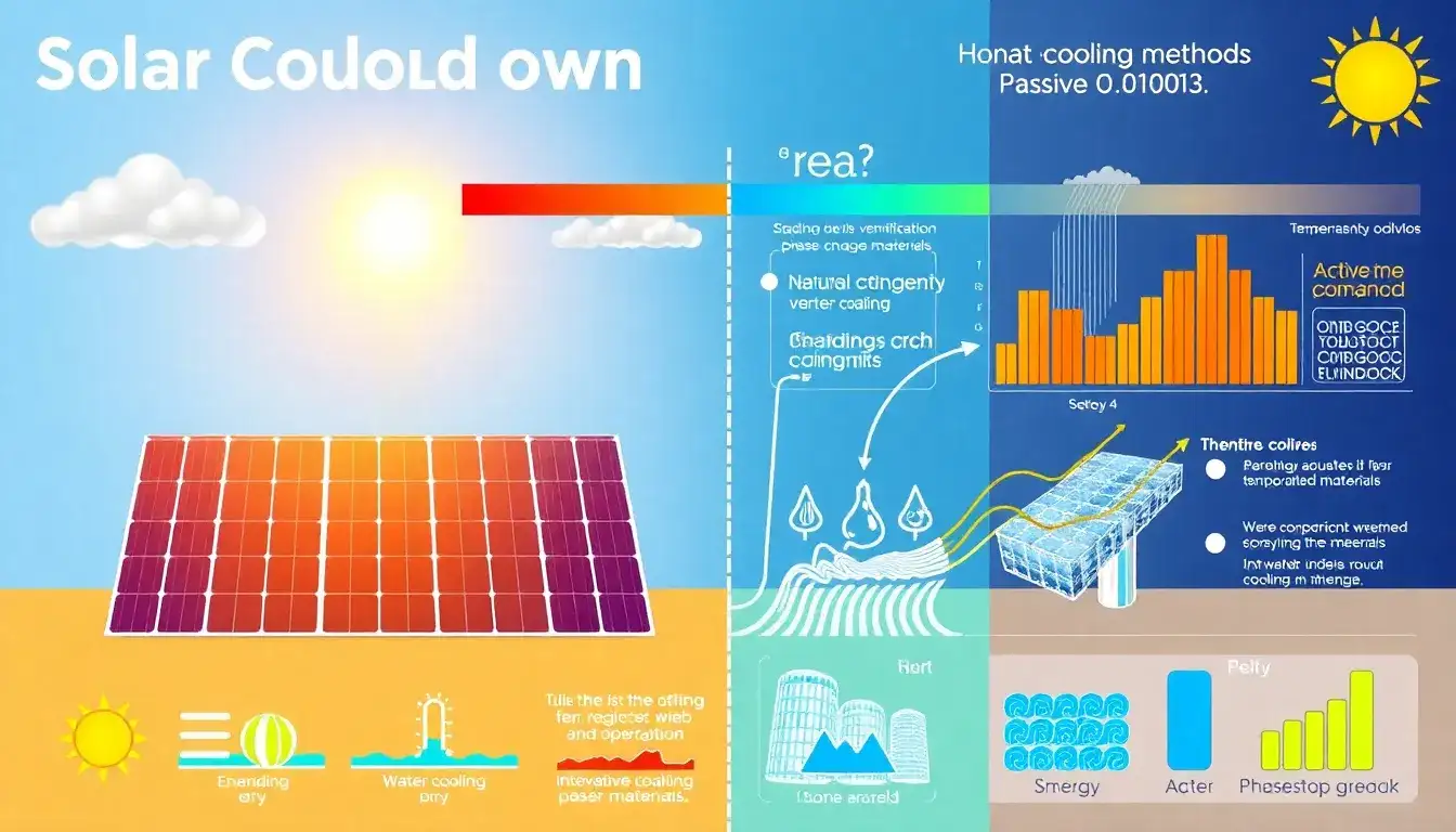 How does the efficiency of solar panels change with different cooling methods