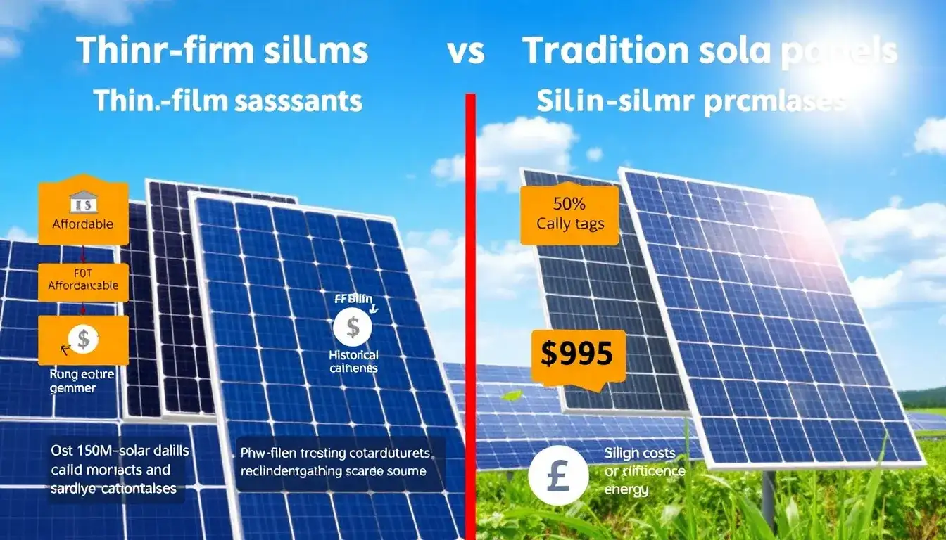 How do thin-film solar panels compare to traditional silicon panels in terms of cost