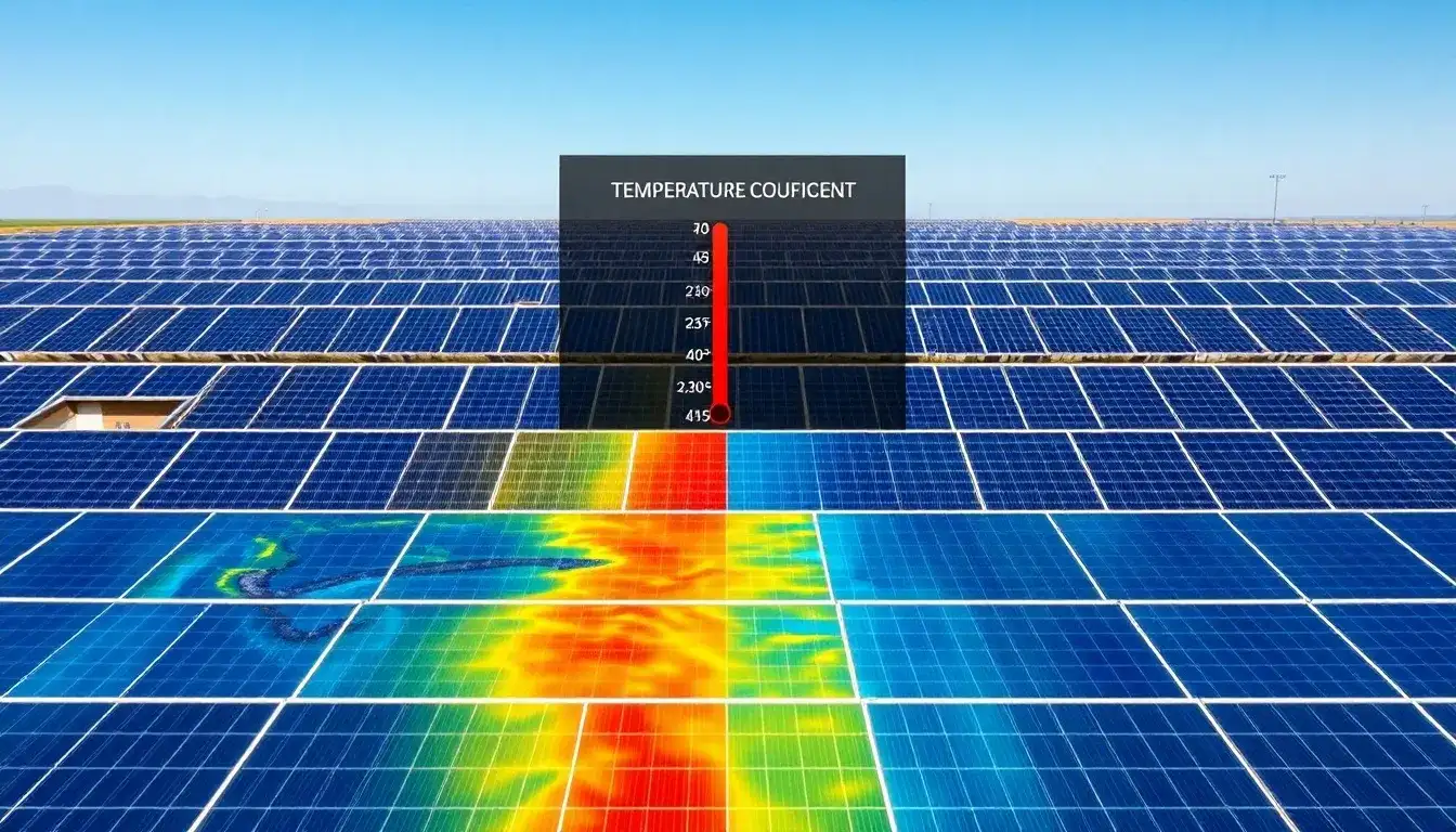 How does the temperature coefficient influence the lifespan of solar panels