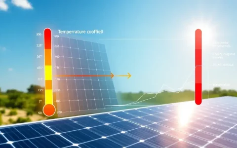 How does the temperature coefficient affect the energy output of solar panels