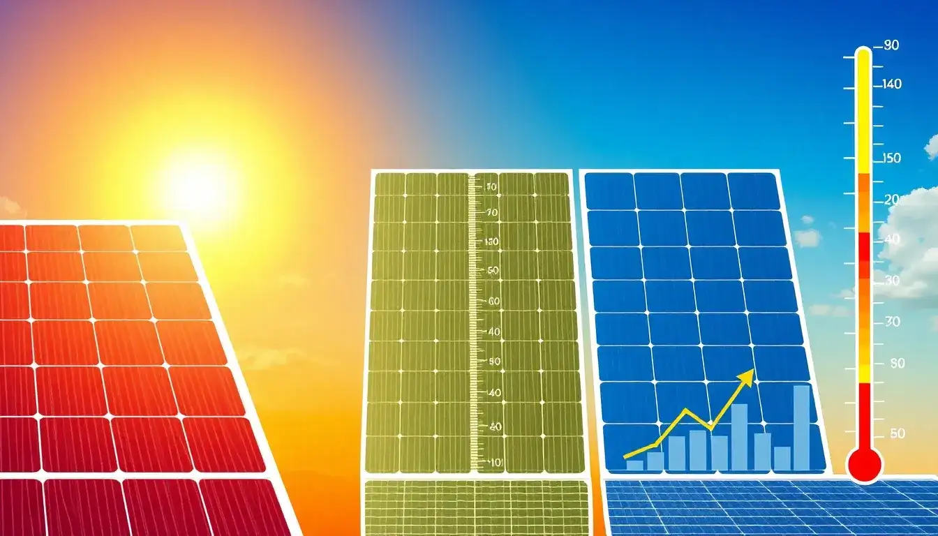 How do different materials used in solar panels affect their efficiency in high temperatures