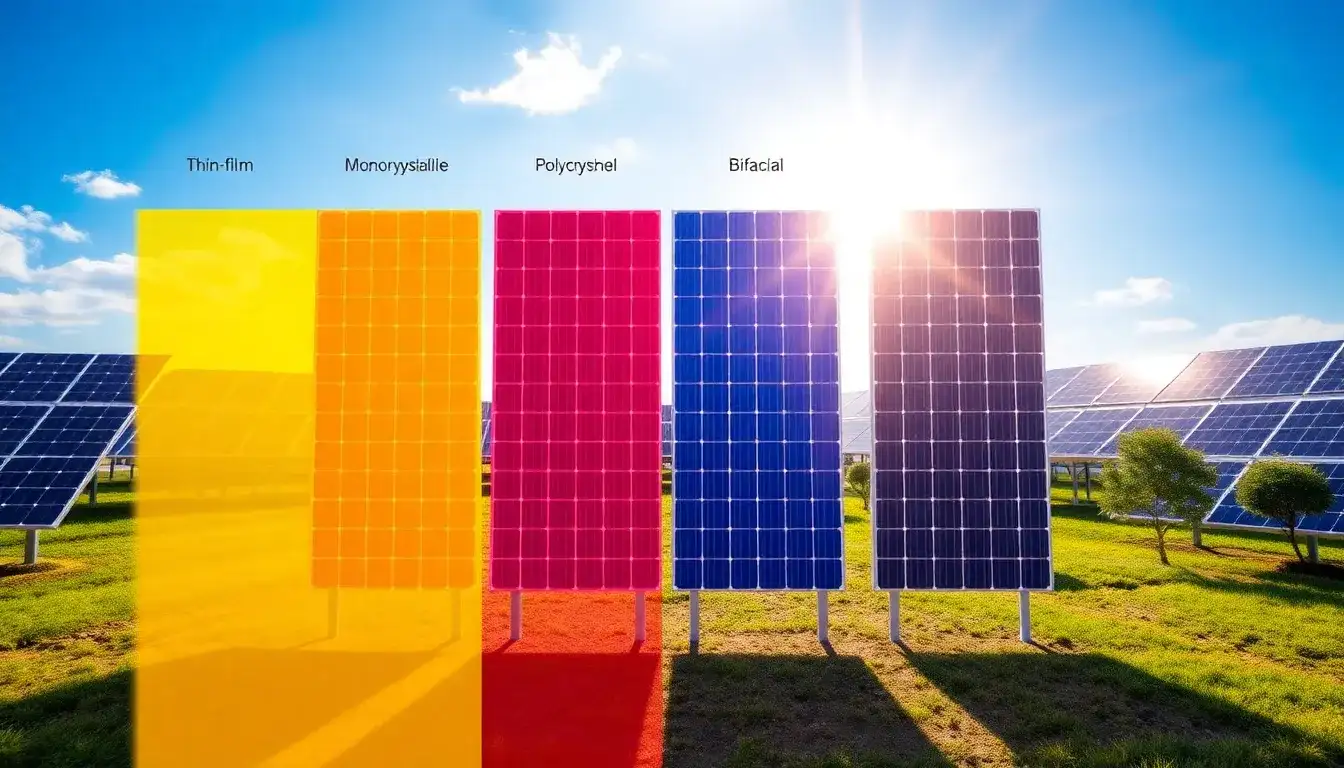 How does the temperature coefficient vary between different types of solar panels