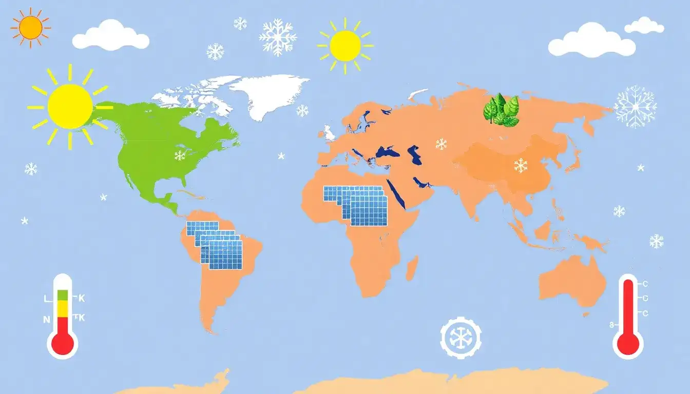 Are there specific regions where temperature variations significantly impact solar panel efficiency