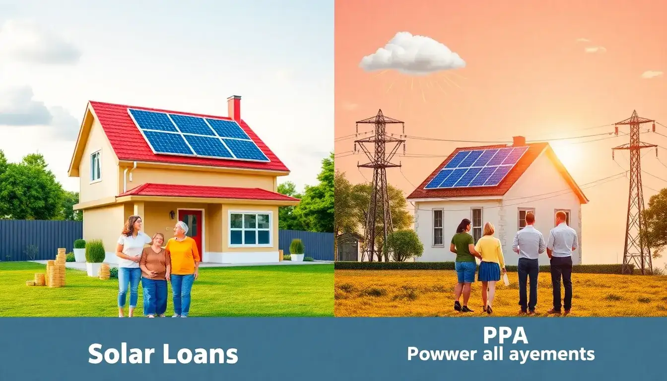 What are the main differences between solar loans and power purchase agreements