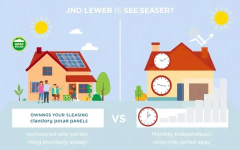 What are the long-term savings benefits of owning solar panels compared to leasing them