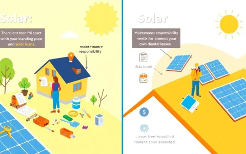 How does the maintenance responsibility differ between solar loans and leases